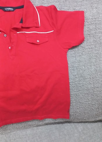 Kırmızı Pamuklu Kısa Kollu Polo Tişört - Görsel 3