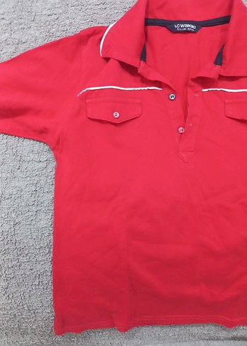 Kırmızı Pamuklu Kısa Kollu Polo Tişört - Görsel 2