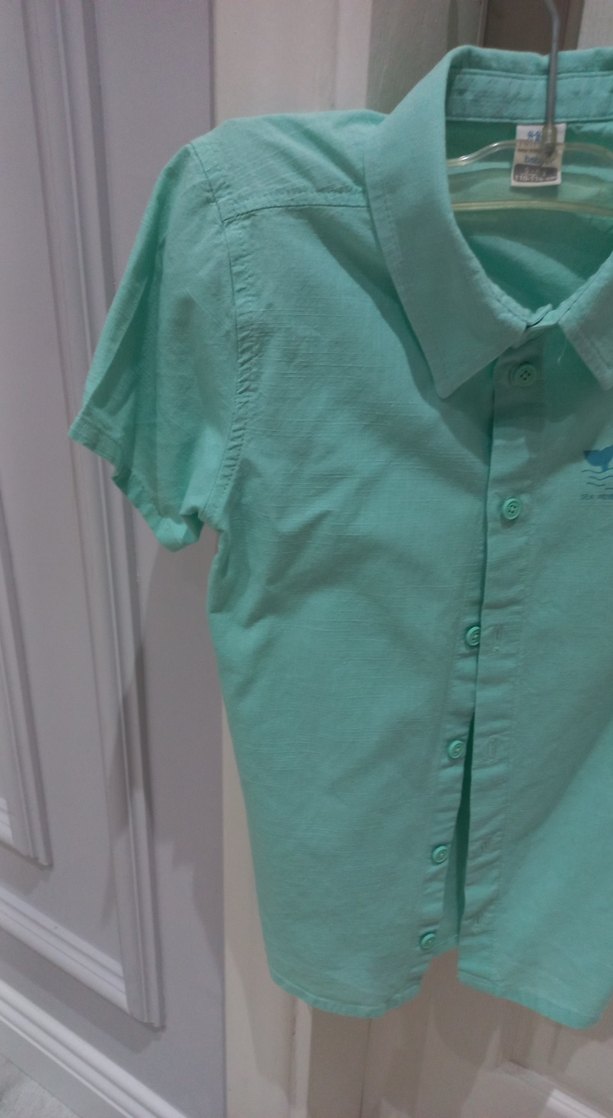Erkek Çocuk Turkuaz Kısa Kollu Gömlek - Görsel 3