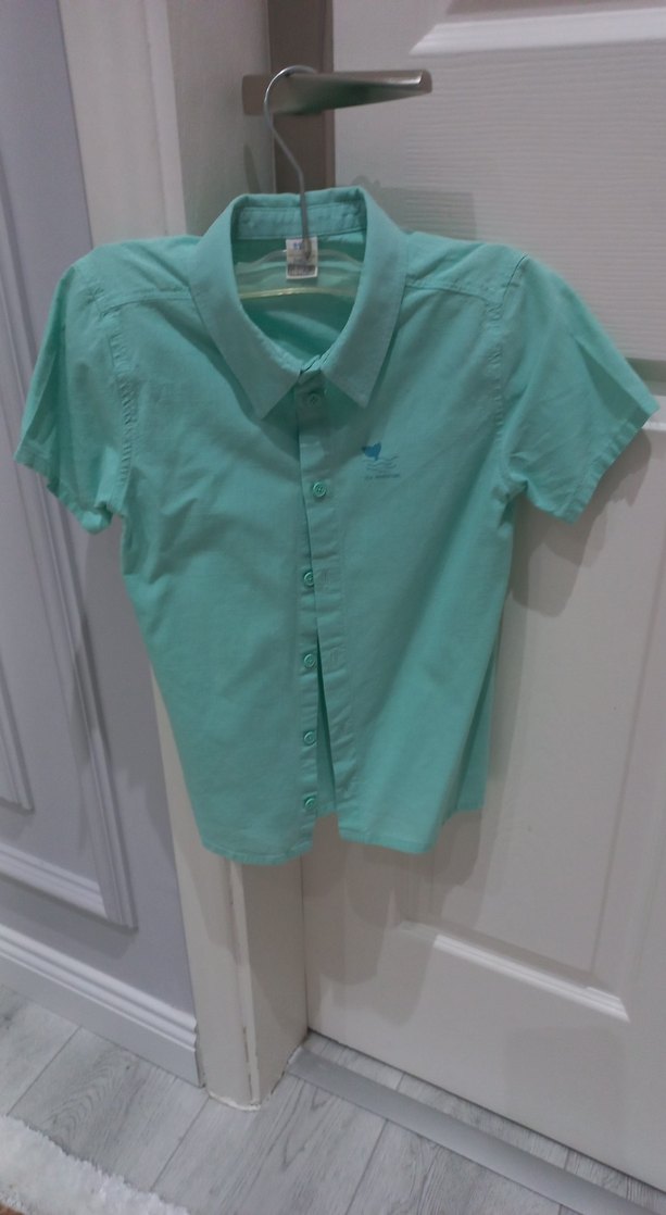 Erkek Çocuk Turkuaz Kısa Kollu Gömlek - Görsel 5
