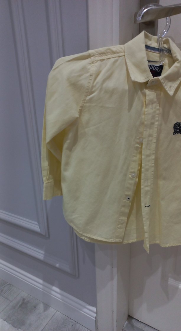 Sarı Pamuklu Düğmeli Erkek Gömlek - Görsel 2