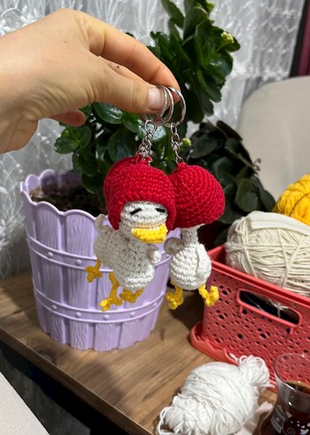 Renkli Örgü Kaz Anahtarlık - Görsel 2