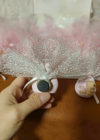 Pembe Bebek Sepeti Süslemesi bebek magnet - Görsel 4