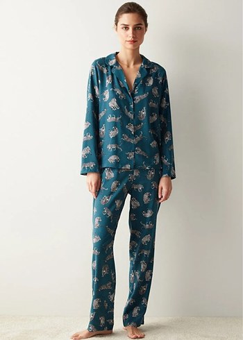 Leopar Desenli Kadın Pijama Takımı penti