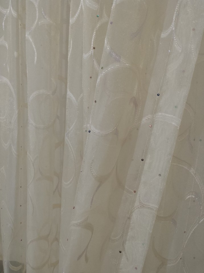 Krem  İşlemeli  Tül Perde - Görsel 2