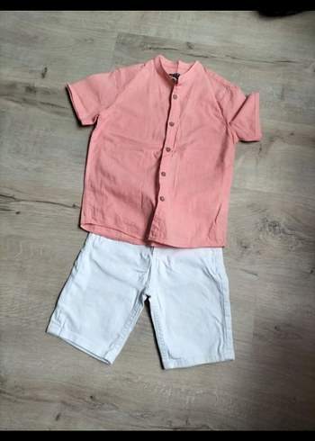 LC Waikiki Pembe Düğmeli Kısa Kollu Erkek Bebek Takımı
