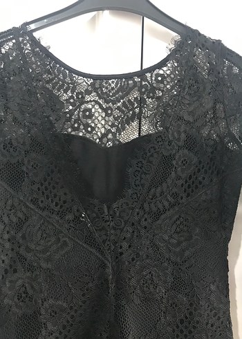 Dantel Detaylı Siyah Midi Goth Elbise - Görsel 4