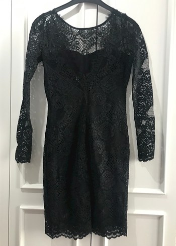 Dantel Detaylı Siyah Midi Goth Elbise - Görsel 3