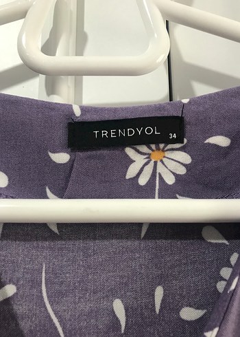 Mor V Yaka Midi Elbise - Görsel 2