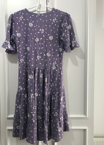 Mor V Yaka Midi Elbise - Görsel 3