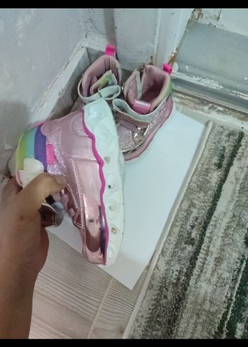 Kız Çocuk Pembe Cırt Cırtlı Spor Ayakkabı - Görsel 3