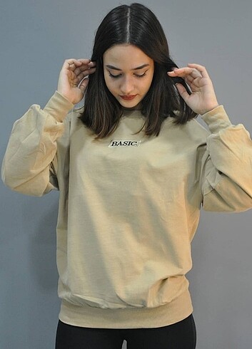 Vizon Renk Basic Baskı Detaylı Sweatshirt