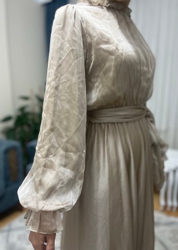 Bej Uzun Bohem Elbise - Görsel 4