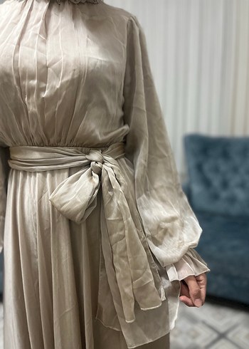 Bej Uzun Bohem Elbise - Görsel 2