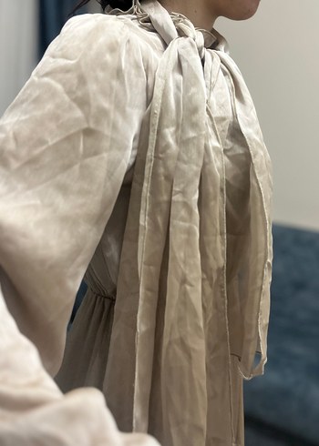 Bej Uzun Bohem Elbise - Görsel 9