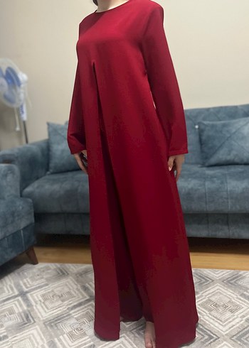 Kırmızı Uzun Salaş Kadın tulum elbise - Görsel 7