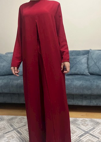 Kırmızı Uzun Salaş Kadın tulum elbise - Görsel 2