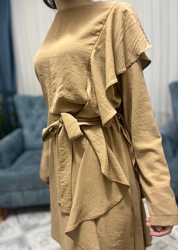 Bej Kadın Uzun Kollu Rahat Kesim Takım - Görsel 9