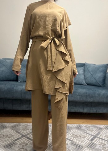 Bej Kadın Uzun Kollu Rahat Kesim Takım - Görsel 11