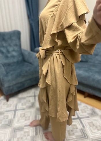 Bej Kadın Uzun Kollu Rahat Kesim Takım - Görsel 10