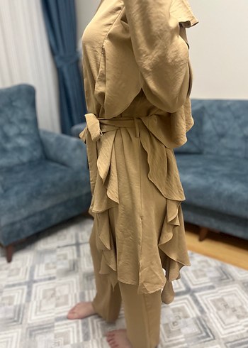 Bej Kadın Uzun Kollu Rahat Kesim Takım - Görsel 4