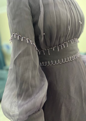 Uzun Mor Drapeli Kadın Abiye Elbise - Görsel 13