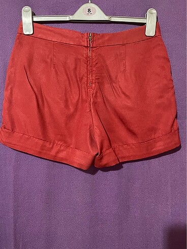 Zara Zara kumaş kiremit rengi kumaş mini şort