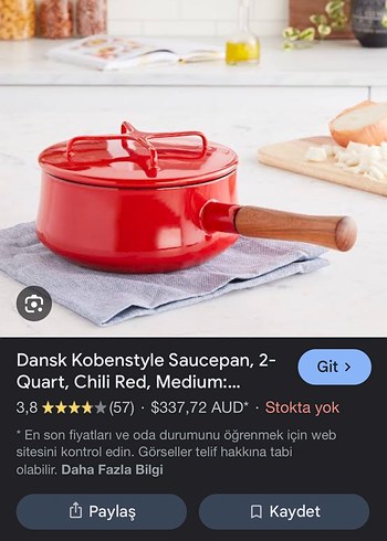 Dansk Kobenstyle Orta Boy Kırmızı Sos Tenceresi