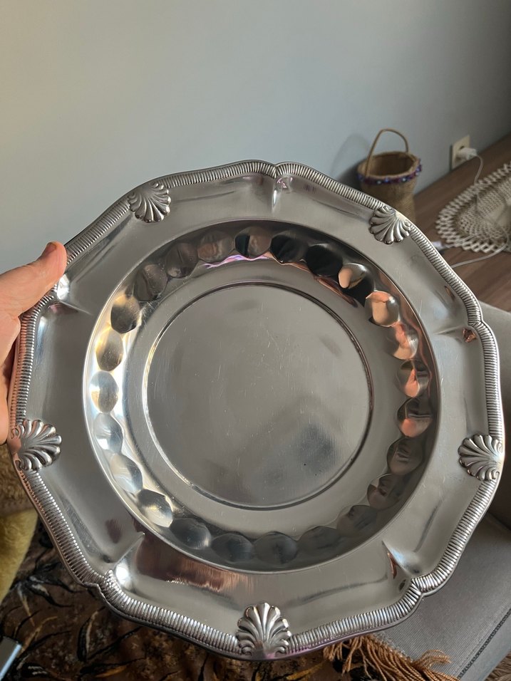Çelik servis tabağı çok ğüzel eskilerden - Görsel 3