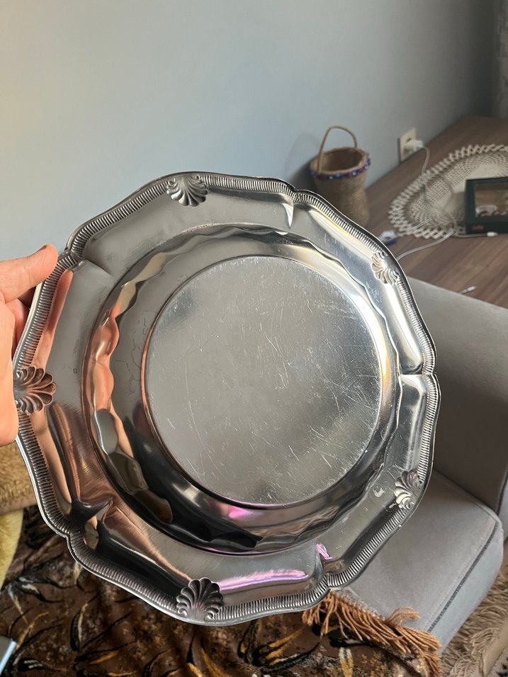 Çelik servis tabağı çok ğüzel eskilerden - Görsel 2