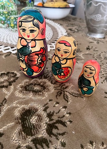 Renkli Matruşka Bebek Figürleri 3 adet - Görsel 2