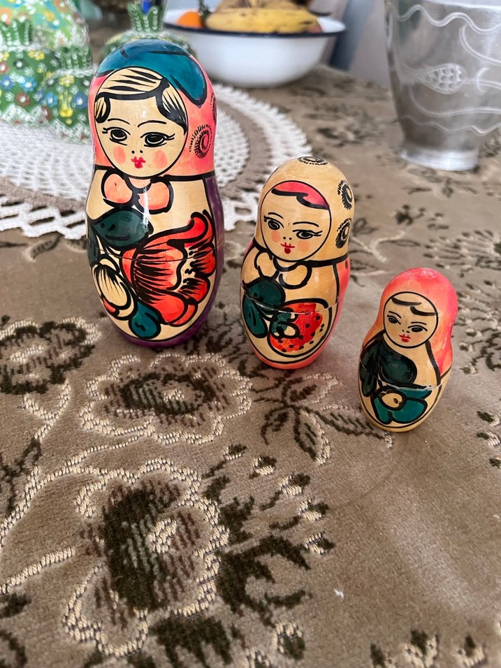 Renkli Matruşka Bebek Figürleri 3 adet - Görsel 2