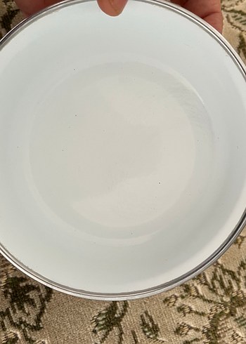 Beyaz ve emaye Tabak - Görsel 4