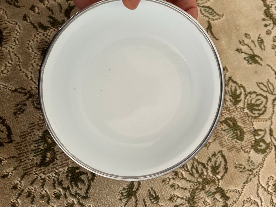 Beyaz ve emaye Tabak - Görsel 4