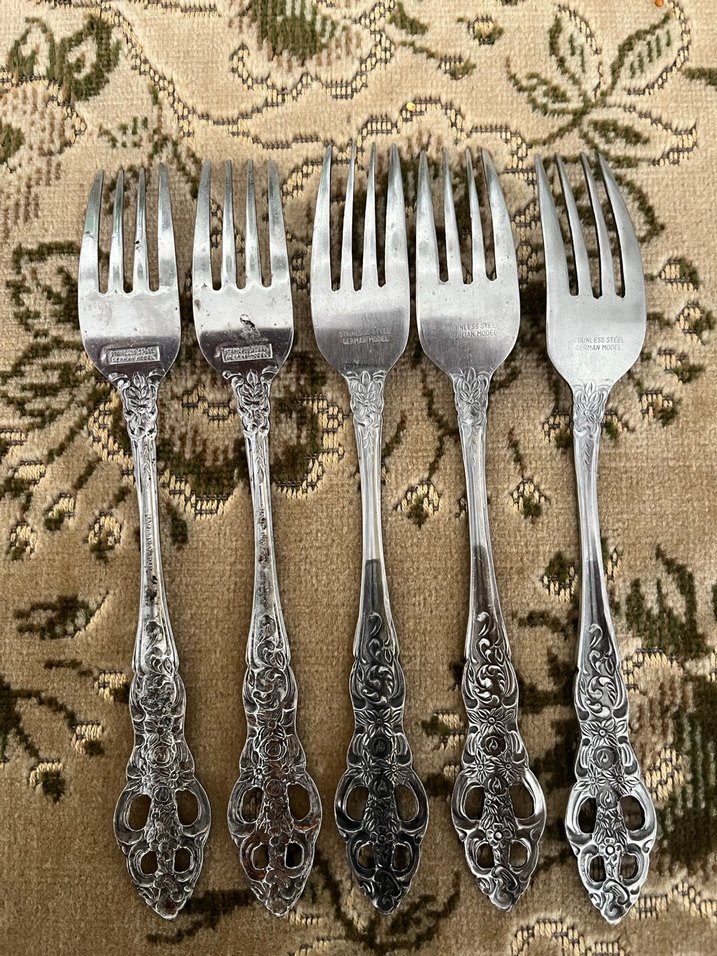 Antika damğalı 5 adet çatal - Görsel 3