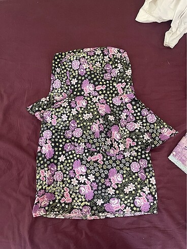Straplez çiçekli vintage elbise