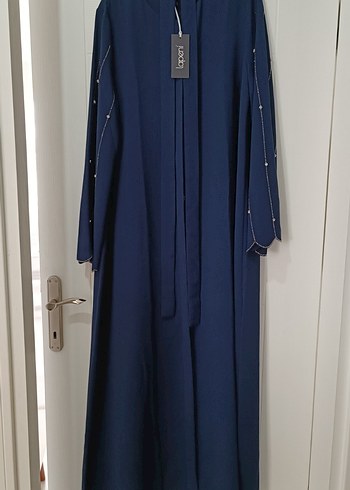 Taş Detaylı Kemerli Lacivert Ferace - Görsel 2