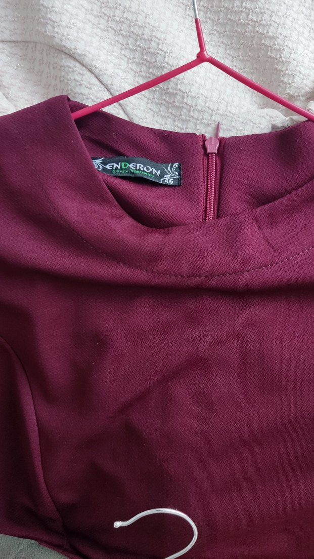 Bordo Günlük  Elbise - Görsel 2