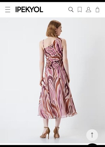 İpekyol Pembe Şifon Uzun Elbise - Görsel 2