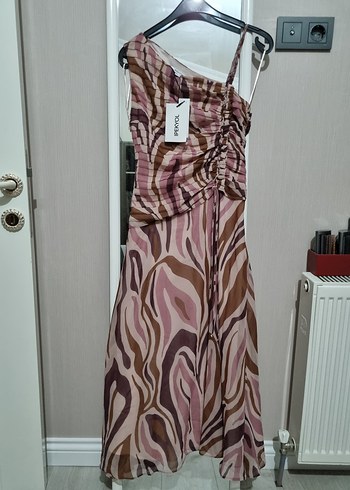 İpekyol Pembe Şifon Uzun Elbise - Görsel 4