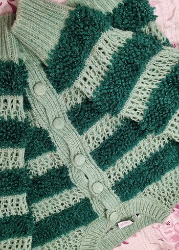 Yeşil Çizgili Örgü Zara Hırka - Görsel 4