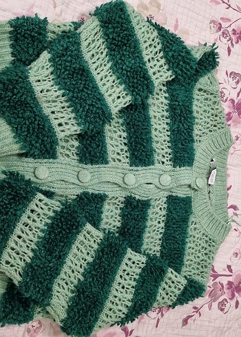 Yeşil Çizgili Örgü Zara Hırka - Görsel 2