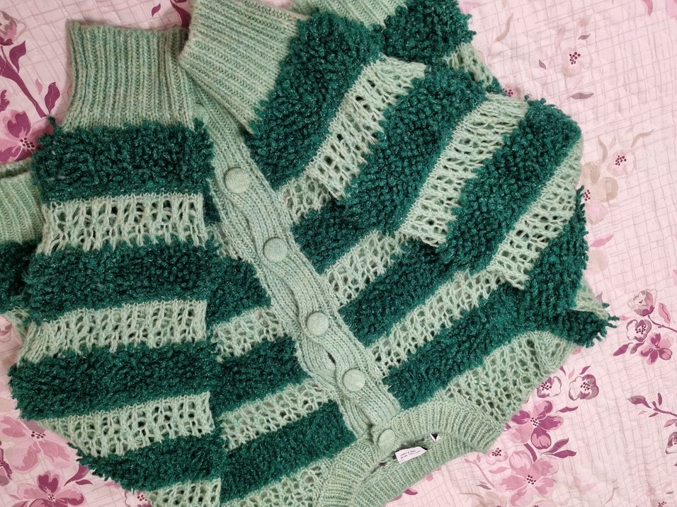 Yeşil Çizgili Örgü Zara Hırka - Görsel 4