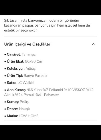 Beden çeşitli Renk LCW Home Banyo Paspas