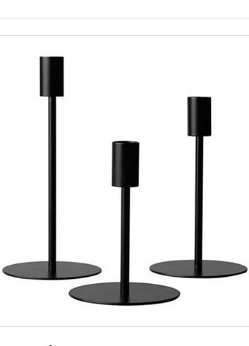 Ikea 3 lü Şamdan Siyah Metal