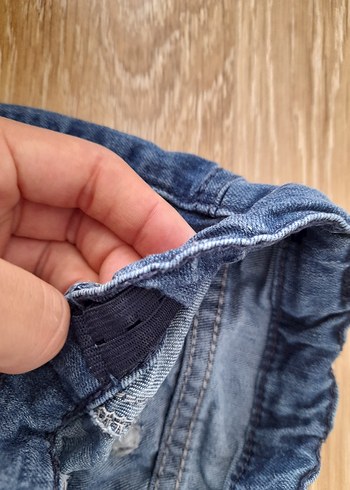 24-36 Ay Beden Kızlar için Düğmeli Mavi Denim Şort