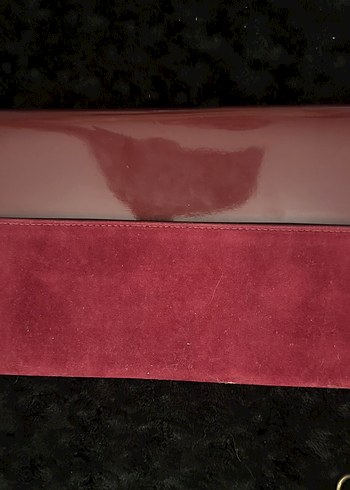 Bordo Parlak Süet Kadın Clutch Çanta