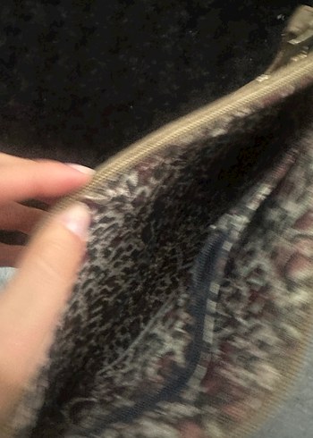 Diğer Bej Deri Zımbalı Fermuarlı Kadın Çanta