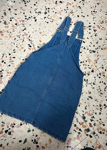 Kadın Mavi Denim Midi Salopet - Görsel 2