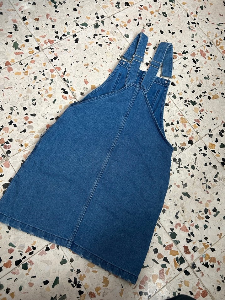 Kadın Mavi Denim Midi Salopet - Görsel 2